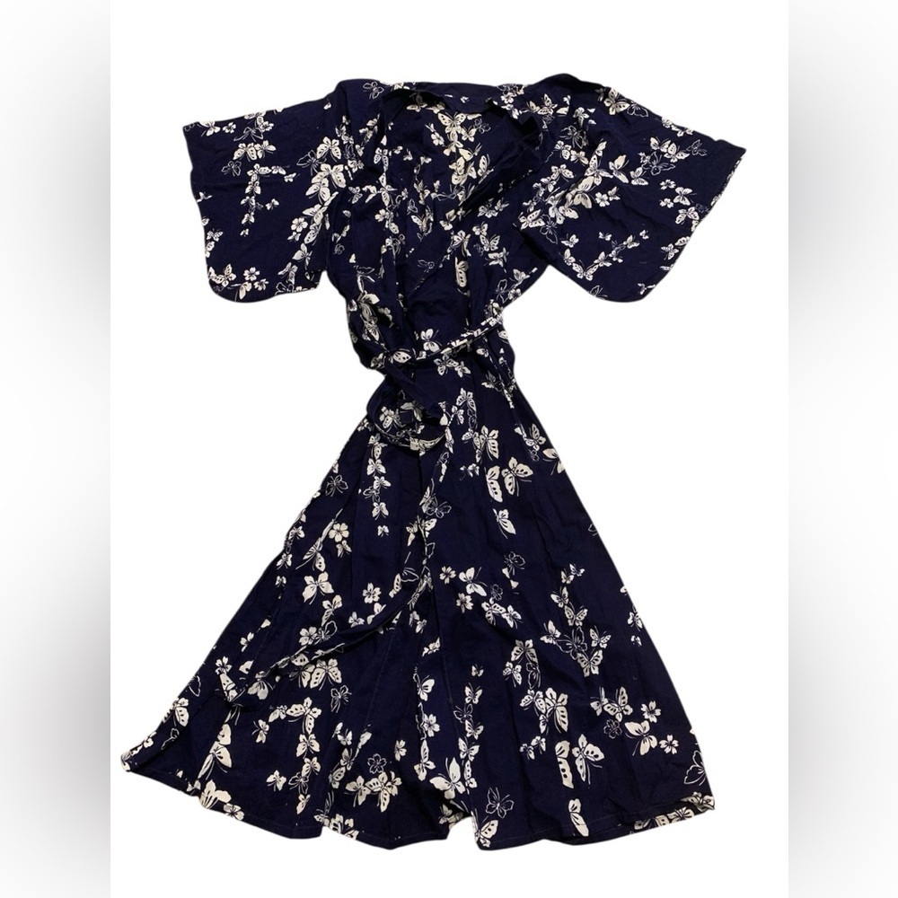 Vintage 60s EATON's Butterfly Print Kimono Robe One Size